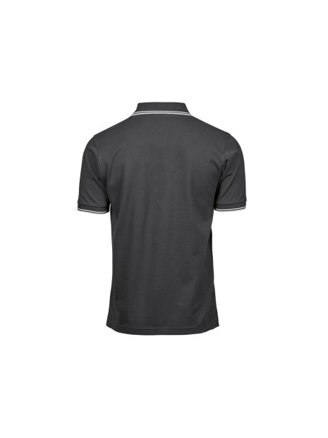 TEE JAYS LUXURY STRIPE STRETCH POLO gris foncé/blanc personnalisable