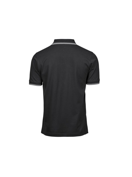 TEE JAYS LUXURY STRIPE STRETCH POLO noir/blanc personnalisable