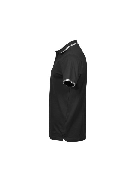 TEE JAYS LUXURY STRIPE STRETCH POLO noir/blanc personnalisable