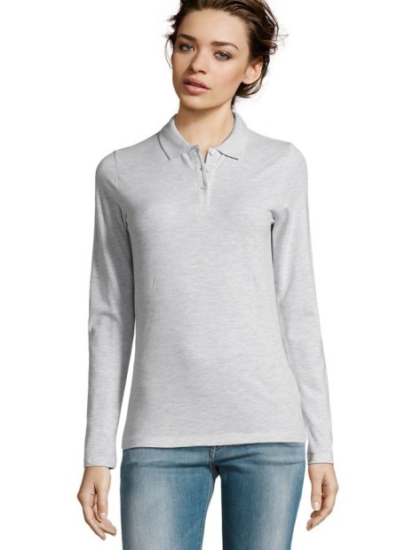 Polos à personnaliser SOL'S Perfect Lsl Women blanc chiné