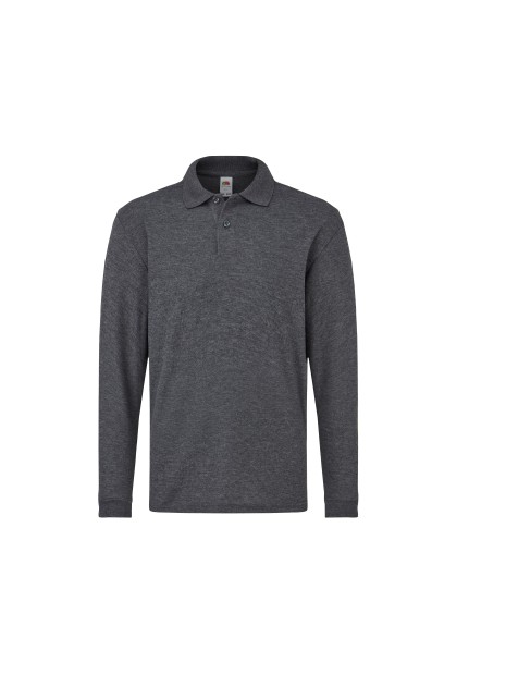 FOL Polo enfant 65/35 manches longues heather grey fonce personnalisable