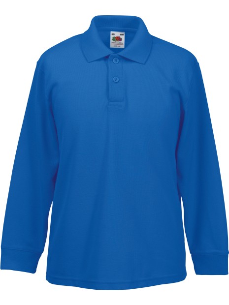 FOL Polo enfant 65/35 manches longues bleu royal personnalisable