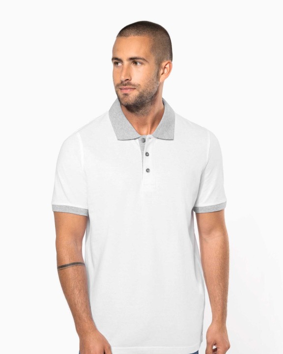 KARIBAN Zweifarbiges Piqué-Polohemd für Herren Poloshirt personalisierbar