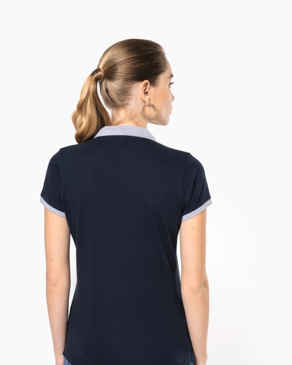 Poloshirt KARIBAN Piqué-damespolo tweekleurig voor bedrukking &amp; borduring