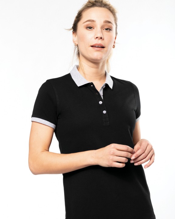 Poloshirt KARIBAN Piqué-damespolo tweekleurig voor bedrukking &amp; borduring