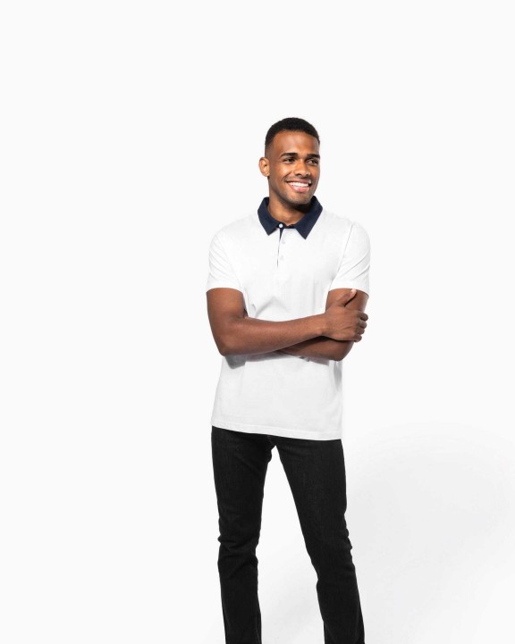KARIBAN Zweifarbiges Jersey-Polohemd für Herren Poloshirt personalisierbar