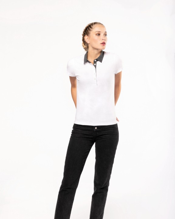 Poloshirt KARIBAN Tweekleurige damespolo jersey voor bedrukking &amp; borduring