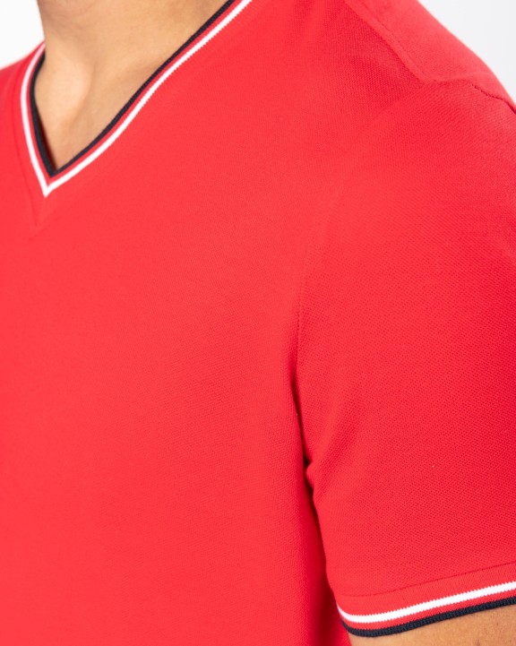 KARIBAN T-Shirt aus Piqué-Trikot mit V-Ausschnitt für Herren T-Shirt personalisierbar