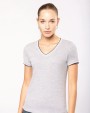 KARIBAN Ladies’ piqué knit V-neck T-shirt T-Shirt personalisierbar