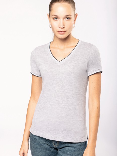 T-Shirts à personnaliser KARIBAN T-shirt maille piquée col V femme 