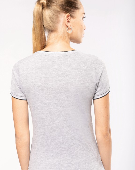 T-shirt KARIBAN Dames-t-shirt piqué V-hals voor bedrukking &amp; borduring