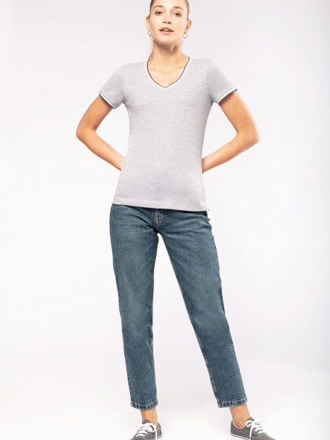 T-Shirts à personnaliser KARIBAN T-shirt maille piquée col V femme 