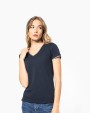 KARIBAN Ladies’ piqué knit V-neck T-shirt T-Shirt personalisierbar