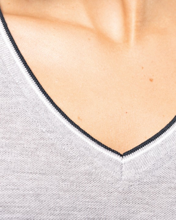 T-shirt KARIBAN Dames-t-shirt piqué V-hals voor bedrukking &amp; borduring