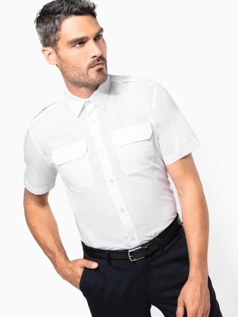 Chemises à personnaliser KARIBAN Chemise pilote manches courtes homme 
