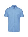 KARIBAN Chemise pilote manches courtes homme bleu ciel personnalisable
