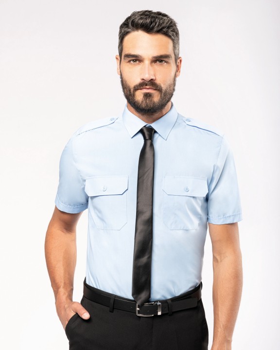 KARIBAN Kurzarm-Pilotenhemd für Herren Hemd personalisierbar