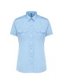 KARIBAN Chemise pilote manches courtes femme bleu ciel personnalisable
