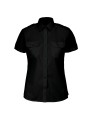 KARIBAN Chemise pilote manches courtes femme noir personnalisable