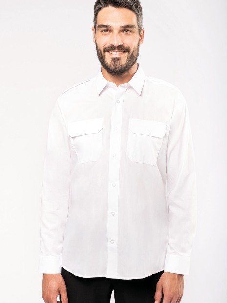Chemises à personnaliser KARIBAN Chemise pilote manches longues homme 