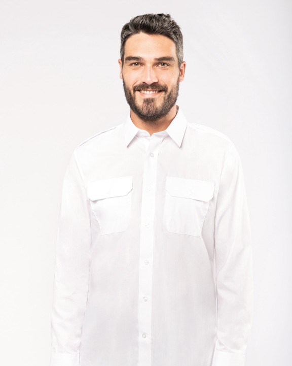 KARIBAN Langarm-Pilotenhemd für Herren Hemd personalisierbar