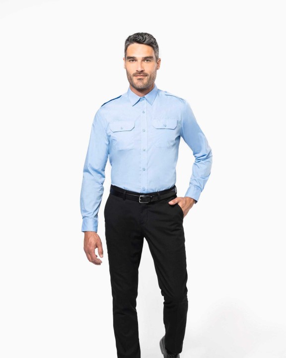 KARIBAN Langarm-Pilotenhemd für Herren Hemd personalisierbar