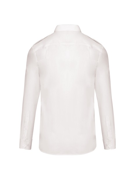 KARIBAN Chemise pilote manches longues homme blanc personnalisable