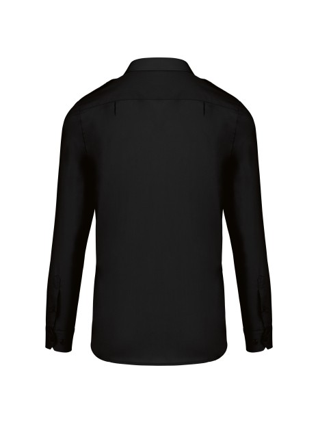 KARIBAN Chemise pilote manches longues homme noir personnalisable