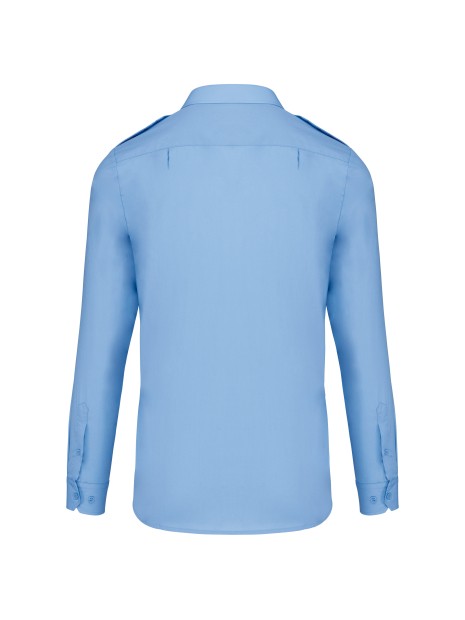 KARIBAN Chemise pilote manches longues homme bleu ciel personnalisable