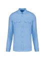 KARIBAN Chemise pilote manches longues homme bleu ciel personnalisable