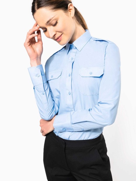 Chemises à personnaliser KARIBAN Chemise pilote manches longues femme 