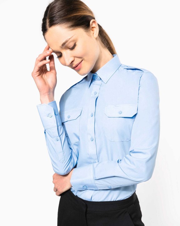 KARIBAN Langarm-Pilotenhemd für Damen Hemd personalisierbar