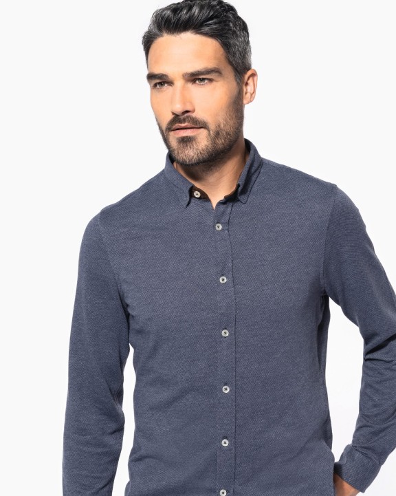 Hemd KARIBAN Jacquard overhemd  lange mouwen voor bedrukking &amp; borduring