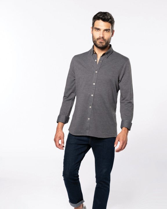 Hemd KARIBAN Jacquard overhemd  lange mouwen voor bedrukking &amp; borduring