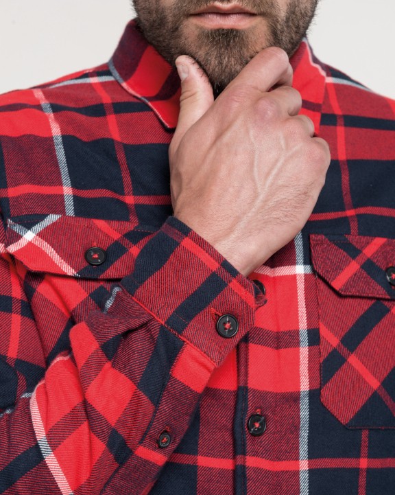 KARIBAN Karo-Hemdjacke mit Sherpa-Futter Jacke personalisierbar