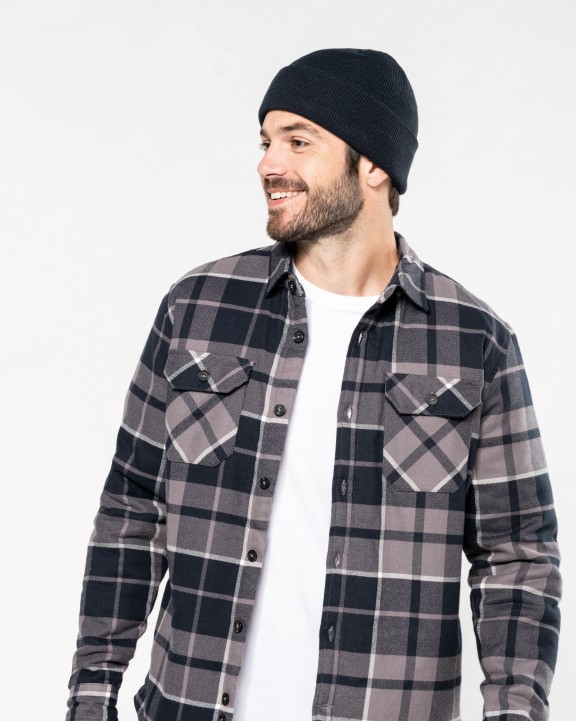 KARIBAN Karo-Hemdjacke mit Sherpa-Futter Jacke personalisierbar