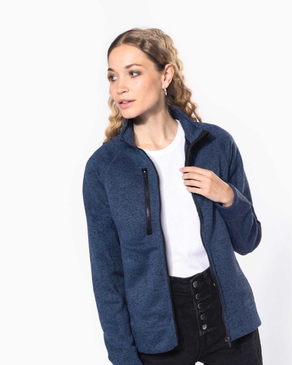 KARIBAN Damen-Weste mit Reißverschluss, aus Chiné Jacke personalisierbar