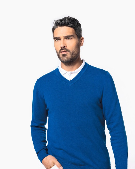 KARIBAN Premium-Pullover mit V-Ausschnitt Pullover personalisierbar