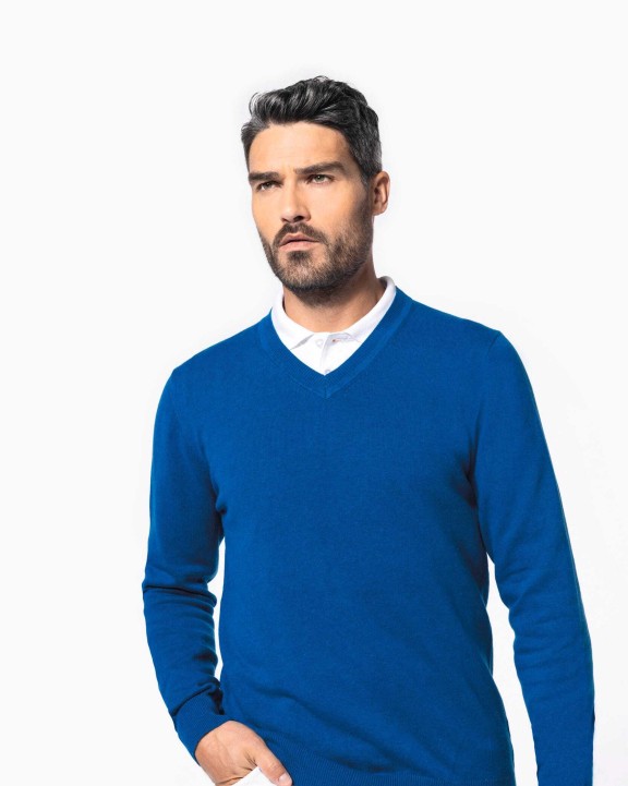 KARIBAN Premium-Pullover mit V-Ausschnitt Pullover personalisierbar
