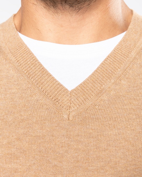 KARIBAN Premium-Pullover mit V-Ausschnitt Pullover personalisierbar