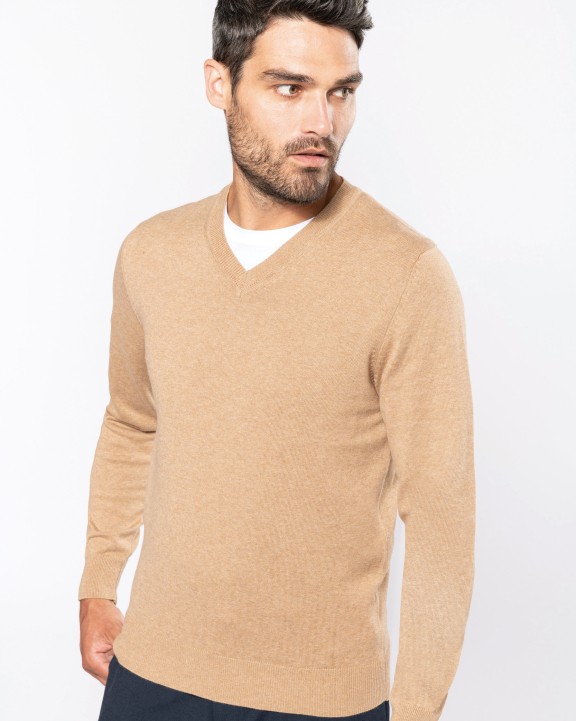 KARIBAN Premium-Pullover mit V-Ausschnitt Pullover personalisierbar