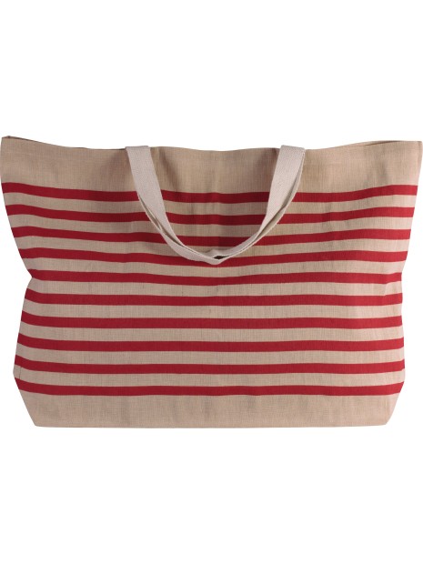 KIMOOD Grand sac fourre-tout en juco naturel/rouge personnalisable