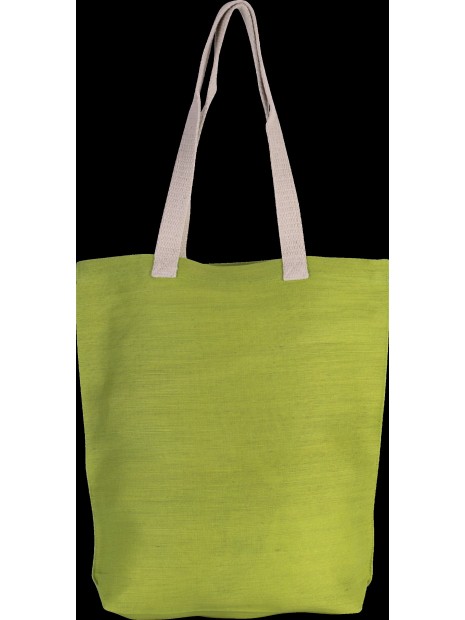 KIMOOD Sac shopping en juco vert lime personnalisable