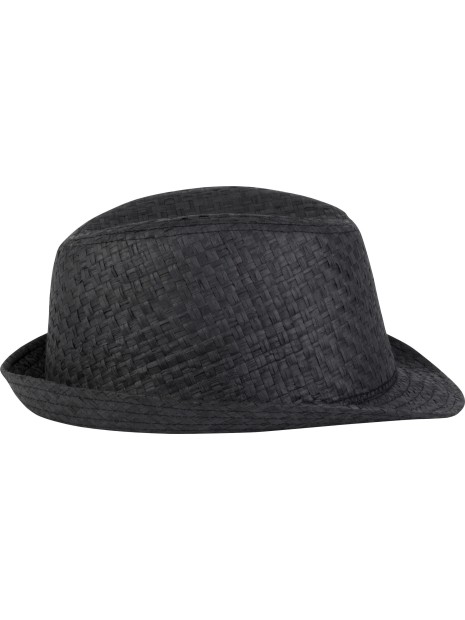 K-UP Chapeau de paille style Panama rétro noir personnalisable
