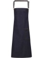 PREMIER Tablier "effet ciré" à bavette "District" Indigo Denim personnalisable