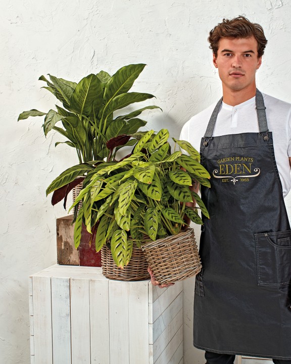PREMIER District - Waxed look denim bib apron Schürze personalisierbar