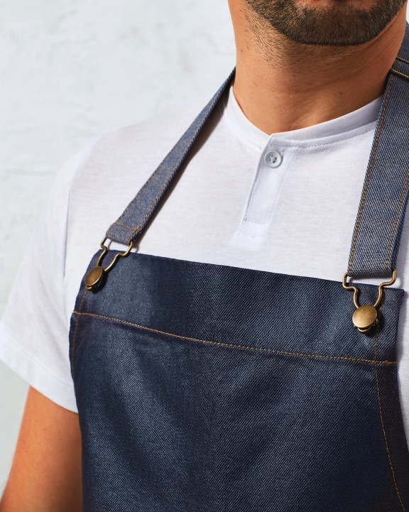 PREMIER District - Waxed look denim bib apron Schürze personalisierbar