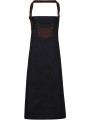 PREMIER Tablier à bavette "Division" indigo/brun denim personnalisable