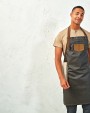 PREMIER Division - Waxed look denim bib apron with faux leather Schürze personalisierbar