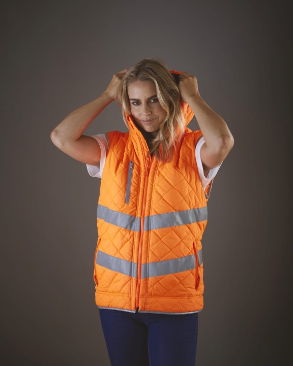 Jas YOKO Kensington - Hi-Vis bodywarmer met capuchon voor bedrukking &amp; borduring